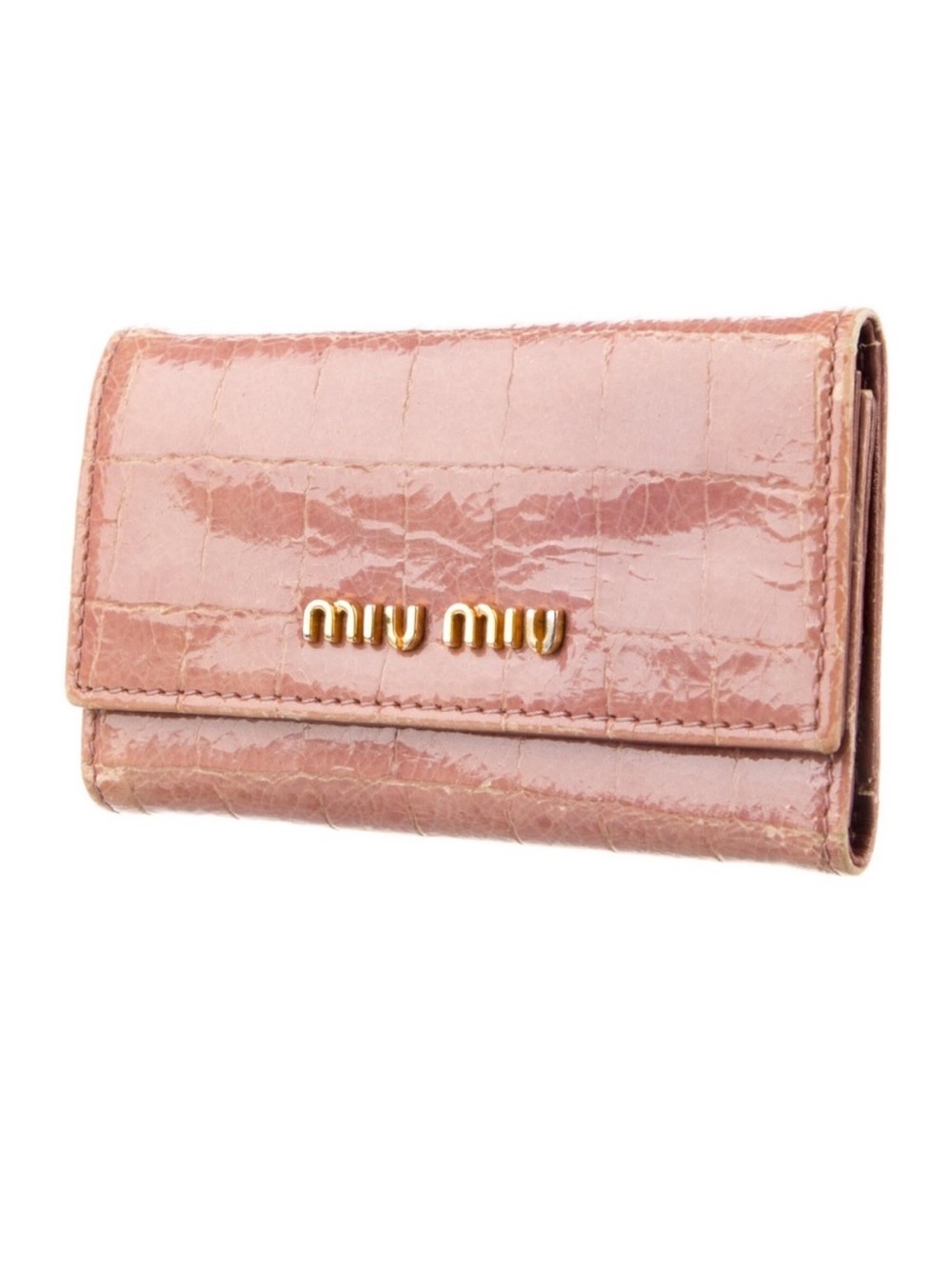 Miu Miu Pink Leather Snap Closure Long Wallet
